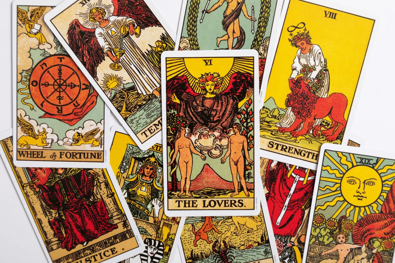 Rider Waite tarot deck. A selection of major arcana cards.