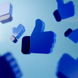 An image of a blue thumbs up, the like icon
